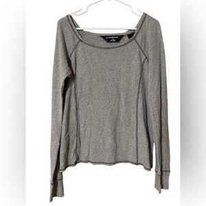 Norma Kamali Top Women’s Medium Long Sleeve Gray 100% Cotton Comfort Leisure